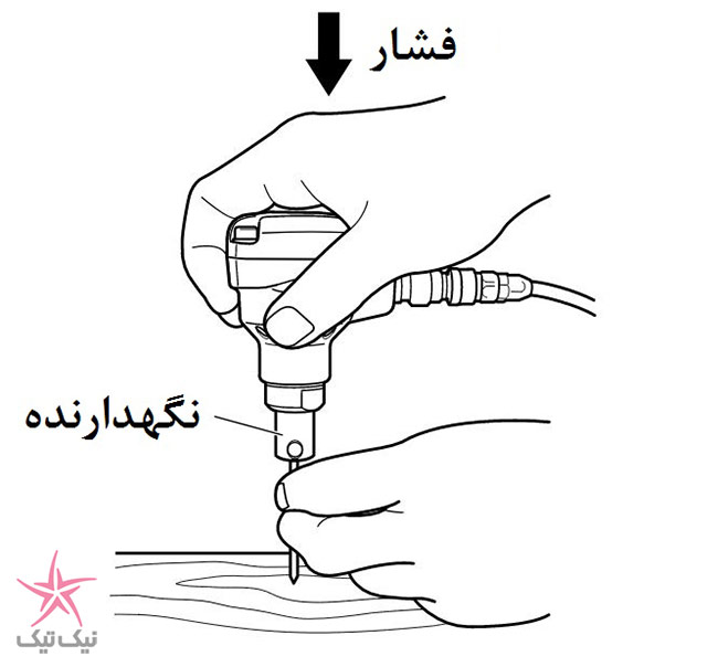 میخکوب مشتی بادی هیتاچی برای کوبیدن میخ در مکان های بددست